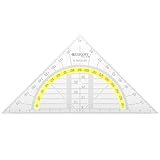 Westcott Geometriedreieck 14 cm | Transparentes Geometrie-Dreieck aus bruchsicherem Kunststoff mit gelber Skala | Technische Skala & Winkelmesser für Schule, Uni oder Büro | E-10132 00