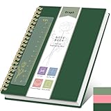 PYNEX Collegeblock Notizbuch A5 Kariert, Spiralblock Notizbücher, Checkered block, 100gsm mit 80 Blatt / 160 Seiten Zeichnen, Büro, College, Forscher, Geschäftsleute, 14.5 x 21cm - Dunkelgrün