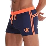 Arcweg Badehose Herren Eng Kurz Badeshorts mit Tunnelzug Schwimmhose Wassersport Kurze Hose UV Schutz Jungen Schwimmwear Schulschwimmen Orange L（EU