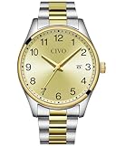 CIVO Herren Uhren Gold Edelstahl: Leicht Lesbare Armbanduhr mit Datum - Analog Quarz Herrenuhren