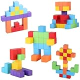 GAGAKU Magnetische Bausteine Spielzeug 30 Stück Magnetische Bauklötze Kinderspielzeug Magnetisches Bauspielzeug Puzzlebaustein für Kinder Jungen Mädchen ab 18 Monaten+
