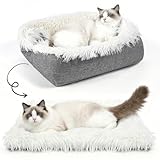 MAIYADUO Weiches Katzenbett Waschbar 42x36 cm Plüsch Haustierbett für Katzen und Kleine Hunde, 2 in 1 Katzenbett Schlafsack Warmes Haus Katzenkissen Katzendecke Waschbares Nest Bett für Katzen