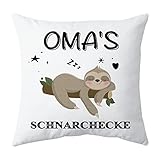 Shoppawhile Oma Geschenk Oma Geburtstagsgeschenk Muttertag Weihnachten Geschenk für Oma Faultier Geschenk Weiß Kissenbezug 45x45cm Muttertagsgeschenk für oma