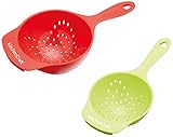 KitchenCraft Mini-Abtropfsiebe 2 Stück, Kunststoff, Enthält ein 10 cm (4') großes und ein 8 cm (3¼') großes Sieb, Rot / Grün