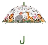 Esschert Design Regenschirm für Kinder, transparent, Dschungel, mehrfarbig, Medium, Mehrfarbig, Medium