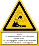 Aufkleber Warnzeichen „Achtung! Löschvorgang mit Kohlendioxid (CO2)-Feuerlöscher im Raum einleiten - Erstickungsgefahr!“ Kombi W041 Größe wählbar | Made in Germany, Größe: 21 x 24,5 cm