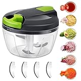 Domkan Zwiebelschneider 520 ml, 3 Edelstahlklingen, extra 5 Schneiden und 1 Mixer, Zwiebelschneider mit Scheibe