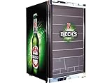 °CUBES Becks Bierkühlschrank 115L | Getränkekühlschrank groß mit Glastür, perfekt für Partys & Gewerbe | Energieeffizient, 84,5 cm hoch, 104 kWh/Jahr - Flaschenkühlschrank groß