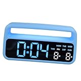 Veemoon Digitaler Wecker mit Großem Display Tragbarem Handgriff Datum Wochentagsanzeige Sanftes Nachtlicht Kompakte Tischuhr für Schlafzimmer Büro und Mädchenzimmer Batteriebetrieben ohne