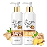Ingwer-Shampoo und Conditioner-Set für Haarwachstum, dünner werdendes Haarausfall-Behandlungen für Damen und Herren, Verdickungsprodukte, feuchtigkeitsspendende und verdickende Haarpflege, repariert