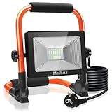 MEIHUA 30W LED Baustrahler 2600LM LED Strahler Tragbar, IP66 Wasserdicht Arbeitsleuchte 3.5M Kabel Tragbares Licht Fluter mit Stecker 6500K Kaltweiß für Werkstatt Baustelle Garagenlicht