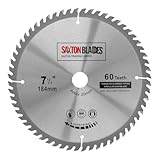 TCT18460T20B TCT-Kreissägeblatt, 184 mm x 60 Zähne x 20 mm Bohrung (16 mm Ring), passend für Evolution, Bosch, Makita usw.