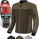 SHIMA OpenAir Motorrad Jacke Herren mit Protektoren AirForce Rückenprotektor Motorradjacke Sommer Mesh Belüftet Textiljacke Schutzjacken Protektorenjacke Luftige (Männer, Braun, L)