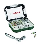 Bosch 26tlg. Schrauberbit- und Ratschen-Set (Extra harte Qualität, mit Adapter, Universalhalter, Zubehör Bohrschrauber und Schraubendreher)