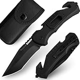 IKORES Klappmesser (Zweihandmesser), 20cm Taschenmesser mit Aluminium-Griff und Nylonscheide, 7Cr13Mov Klinge aus rostfreiem Stahl Taschenmesser, 5-in-1 Edc Messer