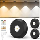 JVURICE® Vitrinenbeleuchtung Led,30 Farbwechsel Schrankbeleuchtung Led Spot Akku USB Aufladbar Mini 180H Energiesparend Magnet Unterbauleuchte Küche Schrankbeleuchtung Mit Timer Fernbedienung