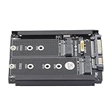 Fafeims Dual NGFF BM Key M.2 SSD-Karte 2,5 Zoll Combo HDD-Gehäuse, Hochgeschwindigkeits-SATA3/6-Gbit/s-Schnittstelle, Anwendung für 2280 SSD, Eisenmaterial