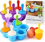 Eisformen Silikon,2 Stück Eisformen Eis am Stiel Formen Silikon,7 Mulden Eisform mit Kunststoffstäbchen,Eisformen Kinder BPA Frei, Mini Eis Form, Eisförmchen Popsicle Formen (Blau Lila)