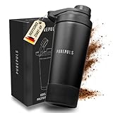 PUREPULS® Shaker Edelstahl 750 ml BPA-frei & doppelwandig isoliert | Eiskalte Shakes | Auslaufsicherer Eiweiß-Shaker für Gym, Fitness & Kraftsport | 304 Edelstahl & Spülmaschinenfest (bis 45°C)