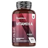 Vitamin A Tabletten - 10.000IE Retinol (3000μg) - Bekannt als Augenvitamine - Vitamin A trägt zur Erhaltung der normalen Sehkraft bei (EFSA) - 365 Retinylacetat Tabletten - Glutenfrei - WeightWorld