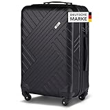 Xonic Design Reisekoffer - ABS Hartschalen Koffer mit 360° Leichtlauf-Rollen - hochwertiger Trolley mit Zahlenschloss in M-L-XL oder Set (Tiefschwarz, XL)