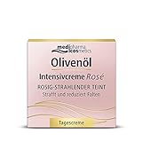 OLIVENÖL INTENSIVCREME ROSÉ TAGESCREME 50ml, strafft und reduziert Falten, mit feinen Rosé-Pigmenten eine frische Ausstrahlung, verwöhnt mit dem zart-cremigen Duft der Rose