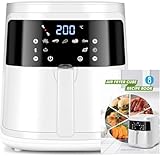 Aigostar White Cube - Air Fryer 7L 1900W, 5-in-1 ölfreie Fritteuse, 7 voreingestellte Funktionen mit LED-Bildschirm, herausnehmbarer Antihaft-Korb, Wärmeerhaltung, 20 Rezepte BPA-freie