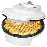 Bomann® Waffeleisen mit großen Backflächen | ⌀ 18 cm | Antihaftbeschichtung | schnelle Zubereitung | Waffeleisen Herzform | Waffle Maker | stufenlos regelbarer Bräunungsgrad | WA 5018 CB weiß
