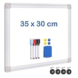 maxtek Whiteboard Kühlschrank Magnetisch, 35 X 30 cm Magnettafel Klein mit Aluminiumrahmen, Trocken Abwischbar Pinnwand, Magnetwand Küche mit 3 Stifte, 1 Radiergummi, für Haus, Planung, To-Do-Liste