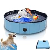 Hundepool für Große & Kleine Hunde, 80cm Faltbarer Hunde Pools Hundebadewanne, PVC Schwimmbecken Planschbecken für Kinder und Hunde, Tragbar Hundebecken Hundebadewanne