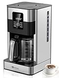 Homtone 1000W Programmierbare Kaffeemaschine mit 12 Tassen Glaskanne, 1.8L Edelstahl Filterkaffeemaschine mit timer, Abschaltautomatik, Tropf-Stopp, Dauerfilter und Heizplatte, BPA-frei, Schwarz