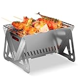 CLOPAE Camping Grill Klappgrill, Holzkohlegrill Picknickgrill Edelstahl Portable Campinggrill Abnehmbare BBQ Grills für Outdoor Garten Party Picknick Für 1-2 Personen（21 * 16 * 12cm)