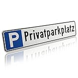 Betriebsausstattung24® Geprägtes Parkplatzschild aus Aluminium in Nummernschildform | Privatparkplatz | KFZ-Kennzeichen | für Ihren Parkplatz & Stellplatz | Originalmaße 52,0 x 11,0 cm