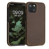 kalibri Schutzhülle kompatibel mit Apple iPhone 13 Mini - Hülle Leder - Hardcover Handy Cover Case Braun