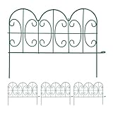 Relaxdays Beeteinfassung, 4er Set, Metall, HxB: je 28 x 38,5 cm, Beetumrandung für Garten, Zierzaun zum Stecken, grün