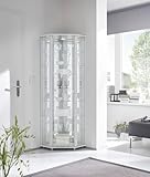 möbelando Eckvitrine Trio in Weiß - 71x172x50cm (BxHxT)