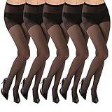 Utensilsto 5er Pack Strumpfhosen Damen Transparente Strumpfhose 20 DEN Verstärkte Feinstrumpfhose Transparent Reißfest mit verstärkten Zehen,schwarze Strumfphosen Damen für Alltag