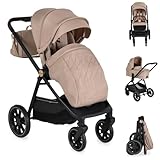 Cangaroo, Celebrity 2-in-1 Kombikinderwagen, Stoßdämpfer, Rollen aus PU, Farbe: Beige