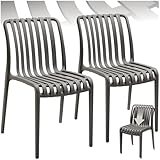 tectake® Gartenstühle stapelbar, Gartenmöbel Set, Balkon Möbel, Bistro Set, Sessel, Outdoor Möbel, Balkonmöbel, Terrassenmöbel - anthrazit, 2er Set