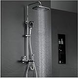 Handheld -Duschthermostat -Duschsystem, komplette Wandhahn mit Wandmontage, Badusche Wasserhahn, Toilettenspray, Regenduschkopf und Handdusche Kombi -Duscharmaturen, Chromshow LWX