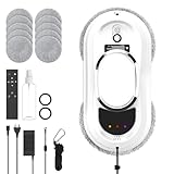 SWBSLL Fensterputzroboter, 5600Pa Fensterroboter mit 3 Reinigungsmodi, Sicherheitssystem, Intelligente Navigation, Fernbedienung und 10 Stück Lappen, Window Cleaning Robot Glatte Oberflächen