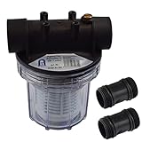 Agora-Tec® Vorfilter Wasserfilter 1L für Kreiselpumpe Hauswasserwerk mit Max. Betriebsdruck: 4 bar, Max. Durchflussmenge: 3000 l/h, Maschenweite Filtersieb: 0,2 mm, Anschlüsse: 1 Zoll (30,3 mm) IG Messingbuchsen