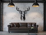 VAILLA ® Hirschkopf Wanddeko, Hirsch Wanddekoration aus Holz, Wandbilder Home Dekoration, 3D Wall Art, Große Wand Deko, Bilder für Schlafzimmer, Wohnzimmer und Büro (Hirschkopf 2)