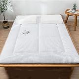 ALEPXS Tatami Isomatte, japanische Futon-Bodenmatratze, faltbare Tatami-Matratze, volle Größe, rutschfeste Isomatte für Camping und Bettfutter (Farbe: Weiß, Größe: 120 x 200 cm)