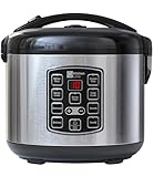 KitchenLove Reiskocher mit Dampfgarer 1,2L, Electric Rice Cooker Stainless Steel, Elektrisch & Digitaler Dampfkocher mit Innentopf Für 2-5 Personen, Reistopf mit Timer, Reiskochtopf Edelstahl Schwarz