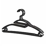 PORTENTUM 10 Stück Kleiderbügel aus Recyceltem Kunststoff Schwarz. Öffnung zum Schutz vor Verformung Kleiderkragen, Rutschfester Gummierung, Platzsparend, Halterung für Accessoires, Haken für Kleider