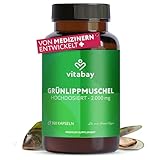 Vitabay Grünlippmuschelextrakt 2000mg Hochdosiert - 300 Grünlippmuschel Kapseln mit hoher Bioverfügbarkeit - Green lipped mussel capsules Laborgeprüft & ohne unerwünschte Zusätze