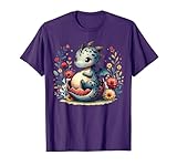 Charmanter Baby-Drache im Ei Fantasie auf violettem Hintergrund. T-Shirt