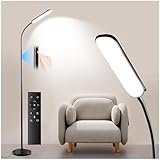 Yikuneng 18W 1800LM Stehlampe LED Dimmbar, Sofa Leselampe mit 4 Farbtemperatur, Fernbedienung und Touch Steuerung, 1H Timer, Modern Stehleuchte für Wohnzimmer Schlafzimmer Büro, Schwarz