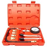 GOEDCH Kompressionsprüfer Set: Kompressionstester mit 4 Adapter, Motor Kompression prüfen Meßen Kfz M10 M12 M14 M18, 0-20 bar & 0-300 psi, Kompressionsmessgerät mit Zündkerzentester, für KFZ Motorrad